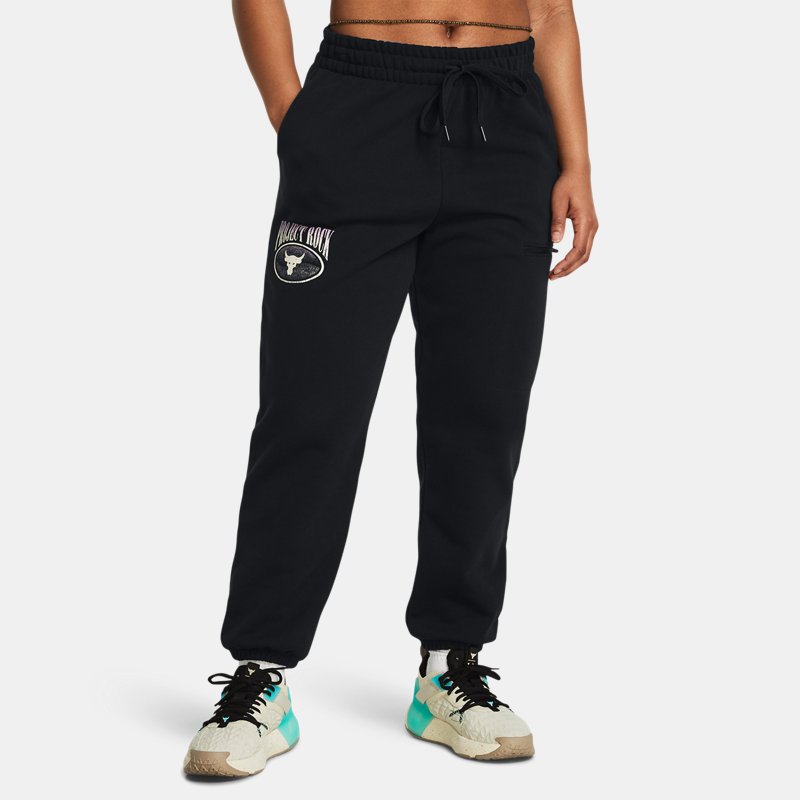 Nohavice a džínsy Under Armour Project Rock Heavyweight Hose aus French-Terry für Damen Schwarz / Violett Ace / Schwarz Čierna | 1383305-001