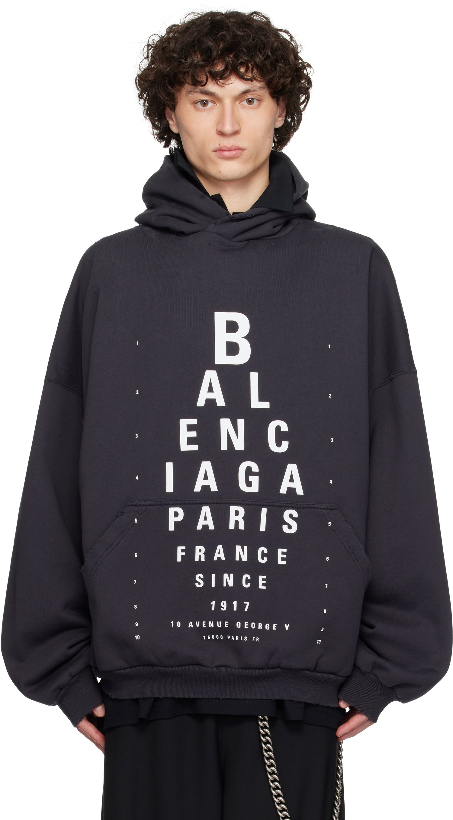 Mikina Balenciaga Optical Large Fit Hoodie Čierna | 803265TRVU7, 0