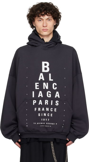 Mikina Balenciaga Optical Large Fit Hoodie Čierna | 803265TRVU7, 0