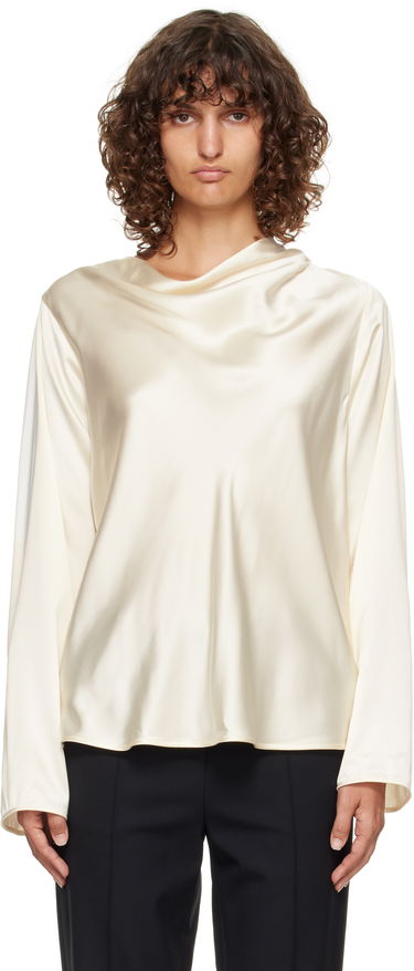 Košeľa Loulou de Saison Loulou de Saison Riddy Draped Satin Blouse Biela | RIDDY, 0