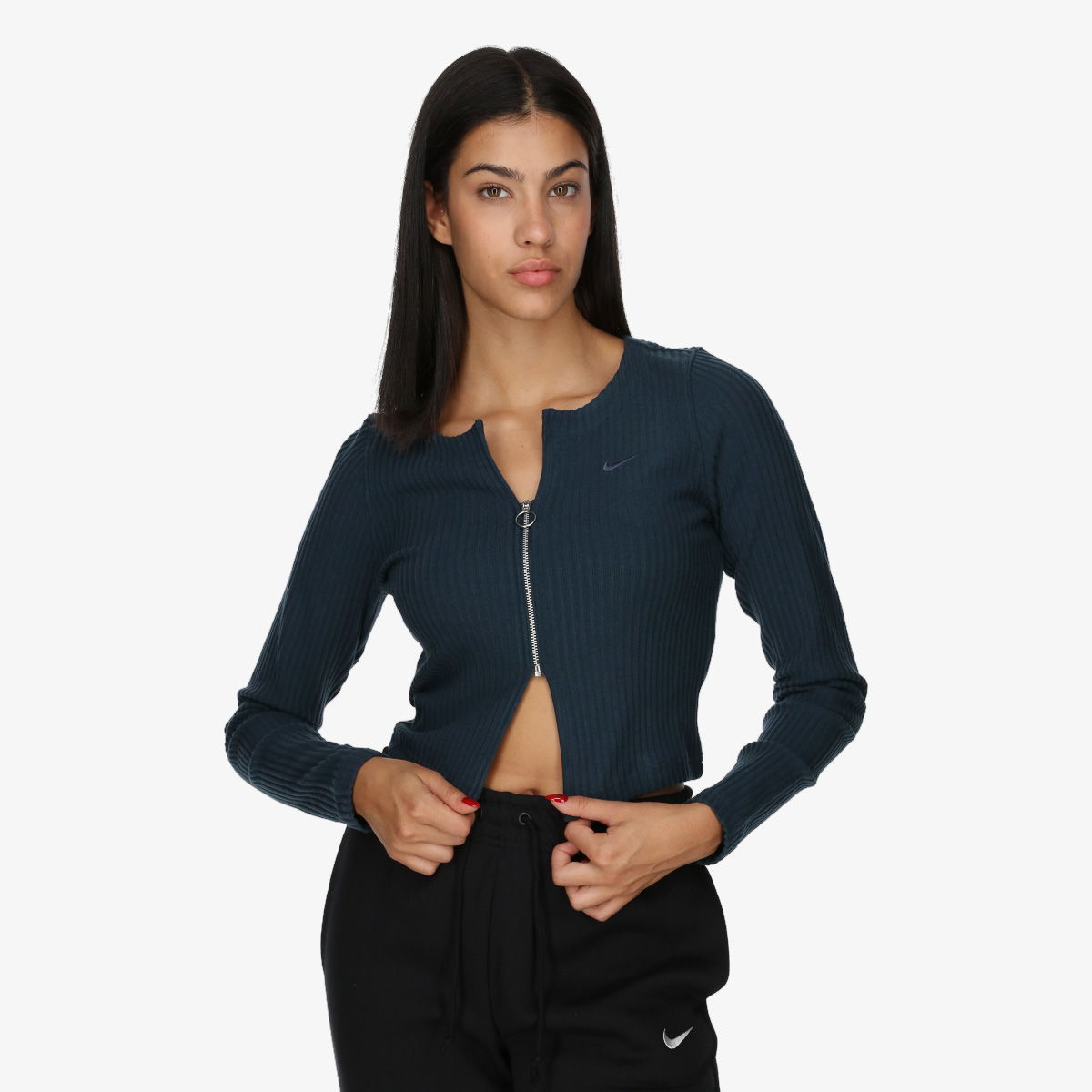 Sveter Nike Nike Sportswear Knit Rib Zip Cardigan Navy | FN3682-478, 1