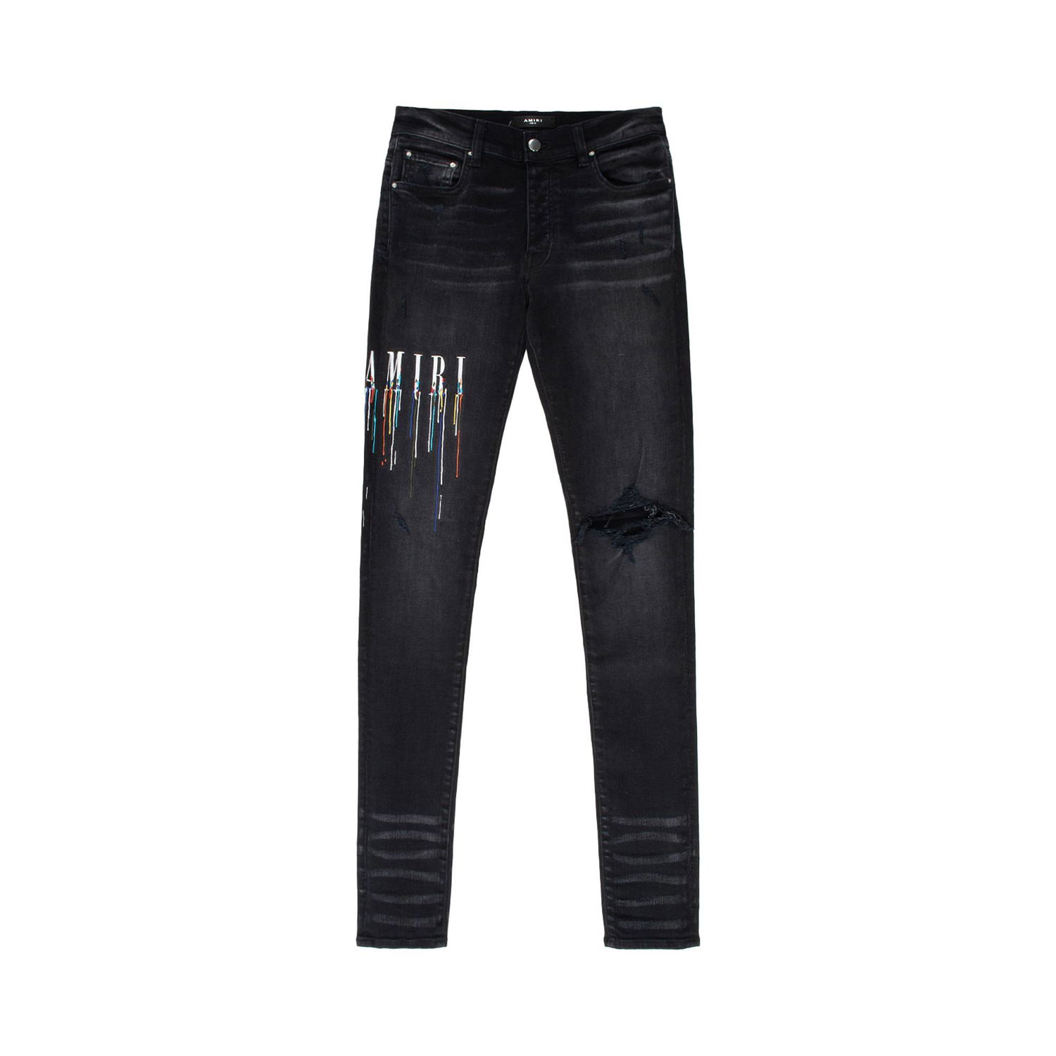 Džínsy AMIRI Paint Drip Logo Jeans Čierna | PS22MDS142 023 AGED, 1