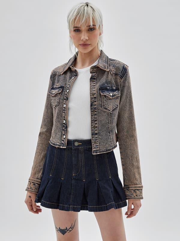 Košeľa GUESS Originals Front Buttons Denim Shirt Šedá | W3YG28D4ON0, 0