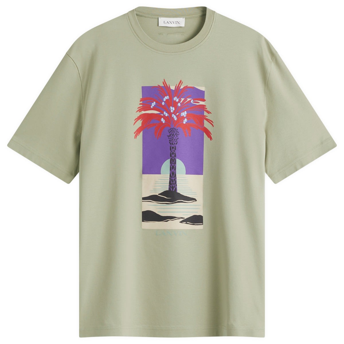 Tričko LANVIN Lanvin Men's Palm Tree Print T-Shirt Zelené | RM-TS0115-J173-P25-025, 0