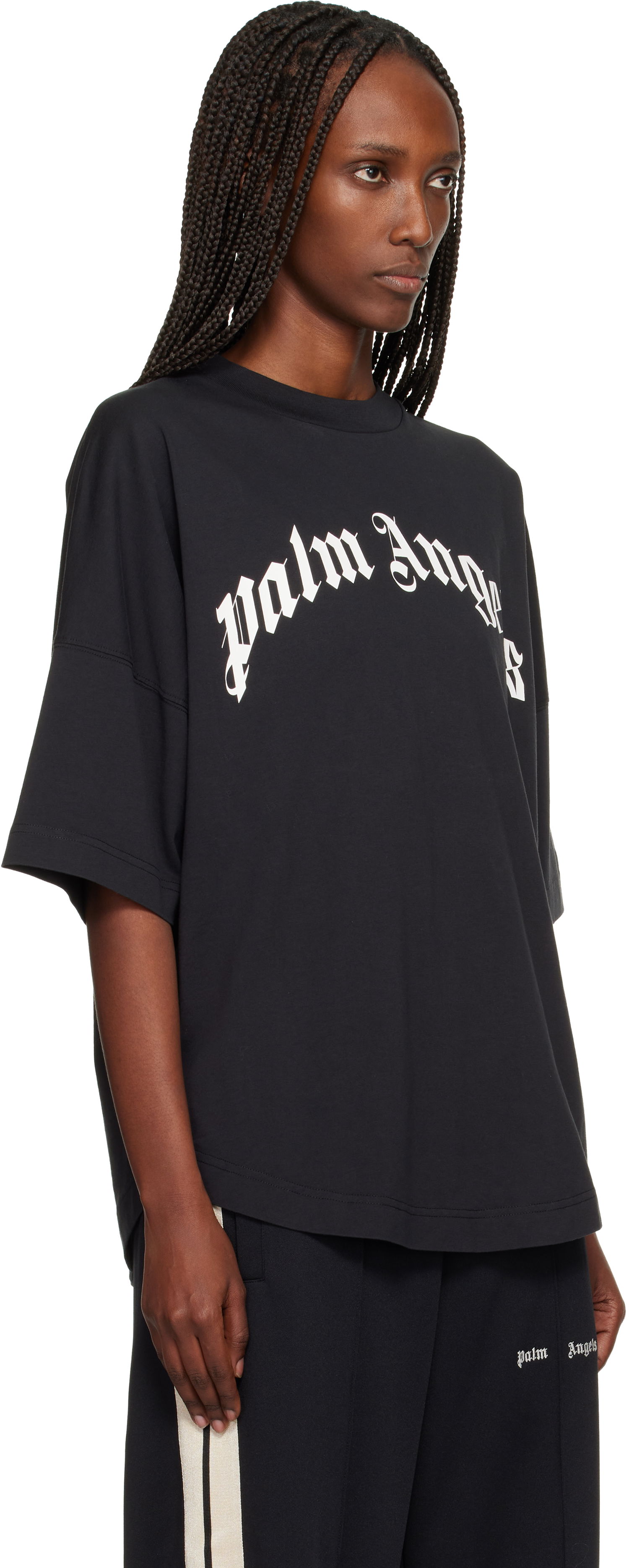 Tričko Palm Angels Curved Logo Over T-shirt Čierna | PWAA07CF25JER0011003, 1