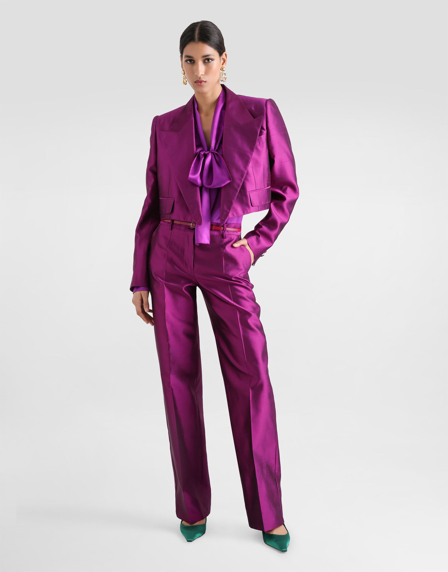 Košeľa Dolce & Gabbana Satin Shirt With Pussy-bow Fialová | F5T17TFU1AUR0718, 1