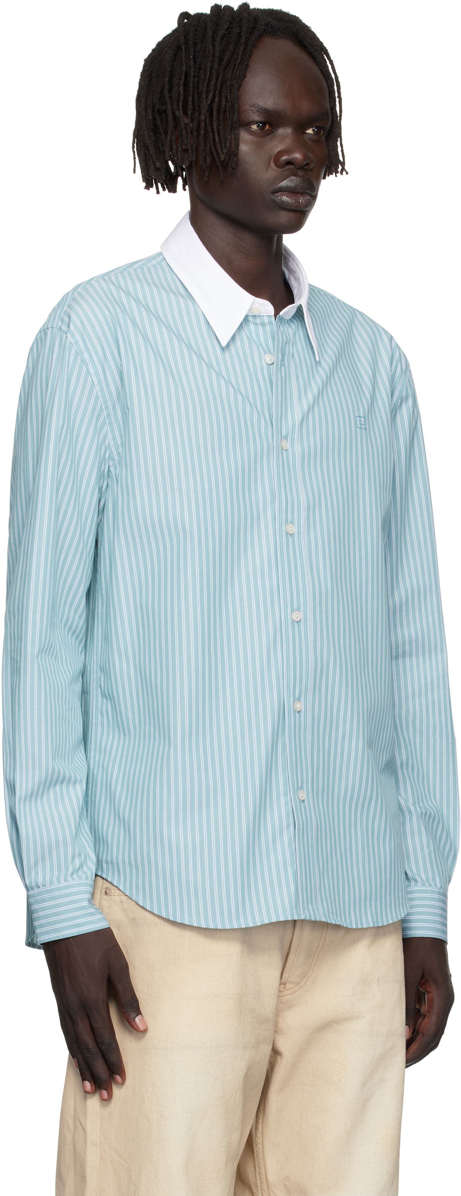 Košeľa Acne Studios Acne Studios Striped Button-Up Shirt Tyrkysová | CB0114-, 1