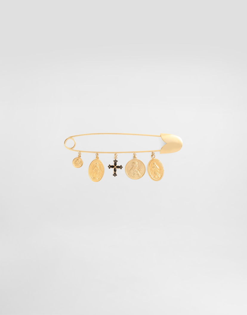 Spona Dolce & Gabbana Dolce & Gabbana Safety Pin Brooch with Medals and Cross Charms Žltá | WPR5S2W1111ZOO00