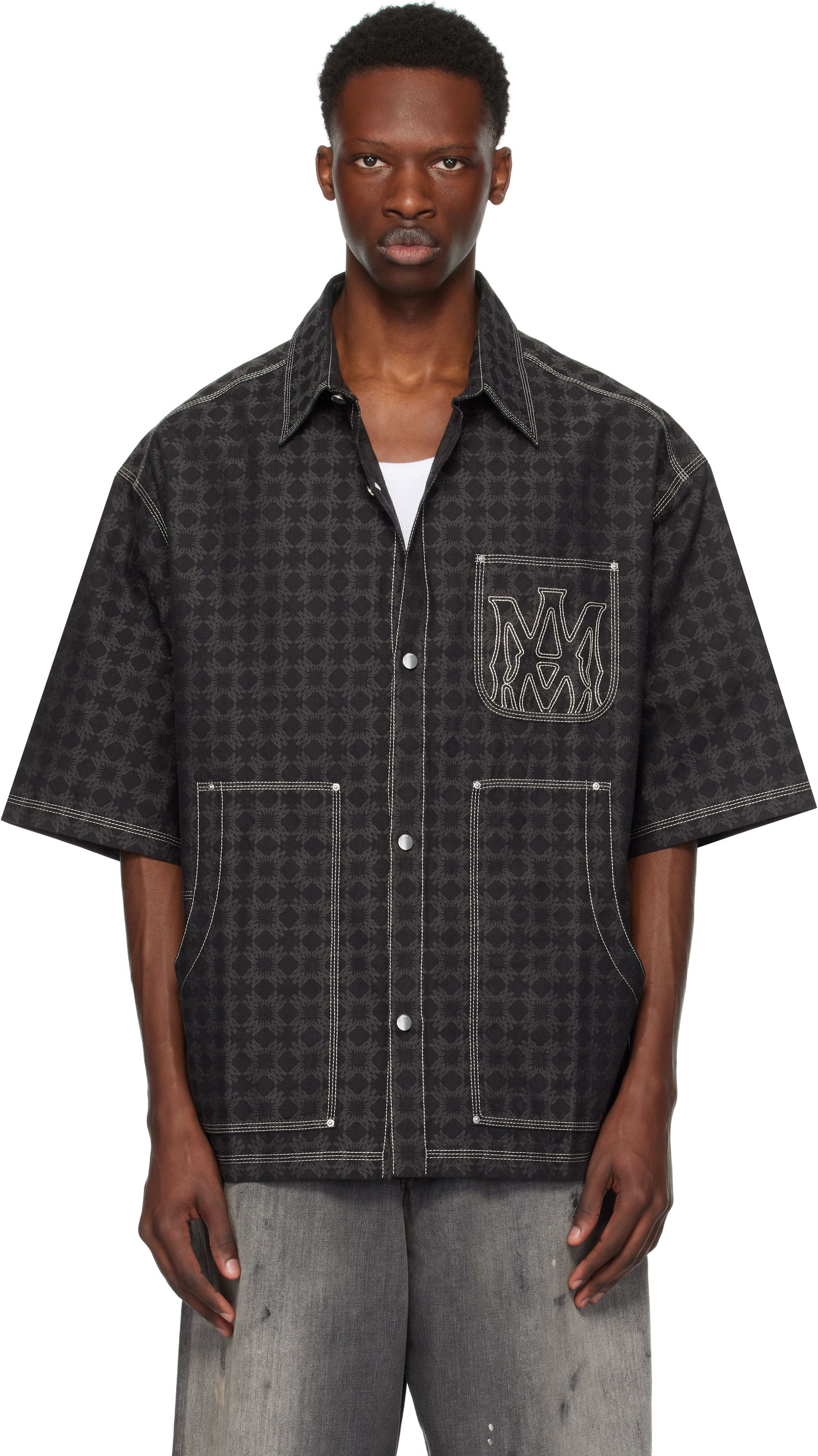 Košeľa AMIRI AMIRI 'MA' Quad Work Shirt Čierna | AMSTCA1141, 0
