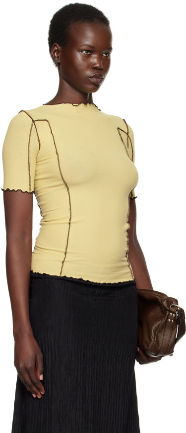 Tričko Baserange Baserange Omato 3/4 Sleeve Lettuce Edge T-Shirt Žltá | TTO3-RB-SP25, 1