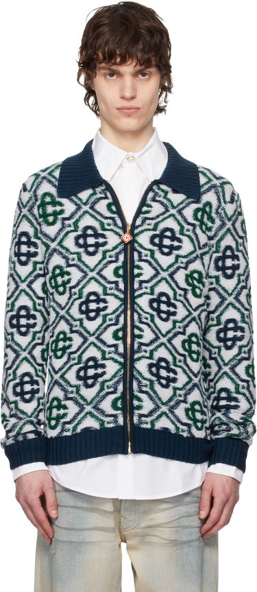 Sveter Casablanca Casablanca Monogram Knit Zip Sweater Biela | MPS25-KW-842-01, 0