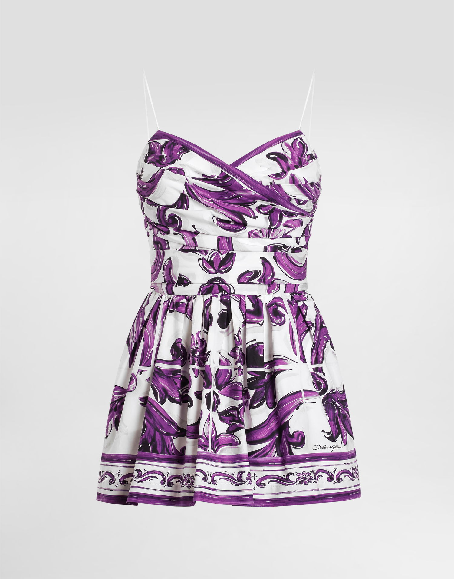 Šaty Dolce & Gabbana Dolce & Gabbana Majolica Print Poplin Mini Dress Fialová | F7BA9TFI5LTH35DQ, 0