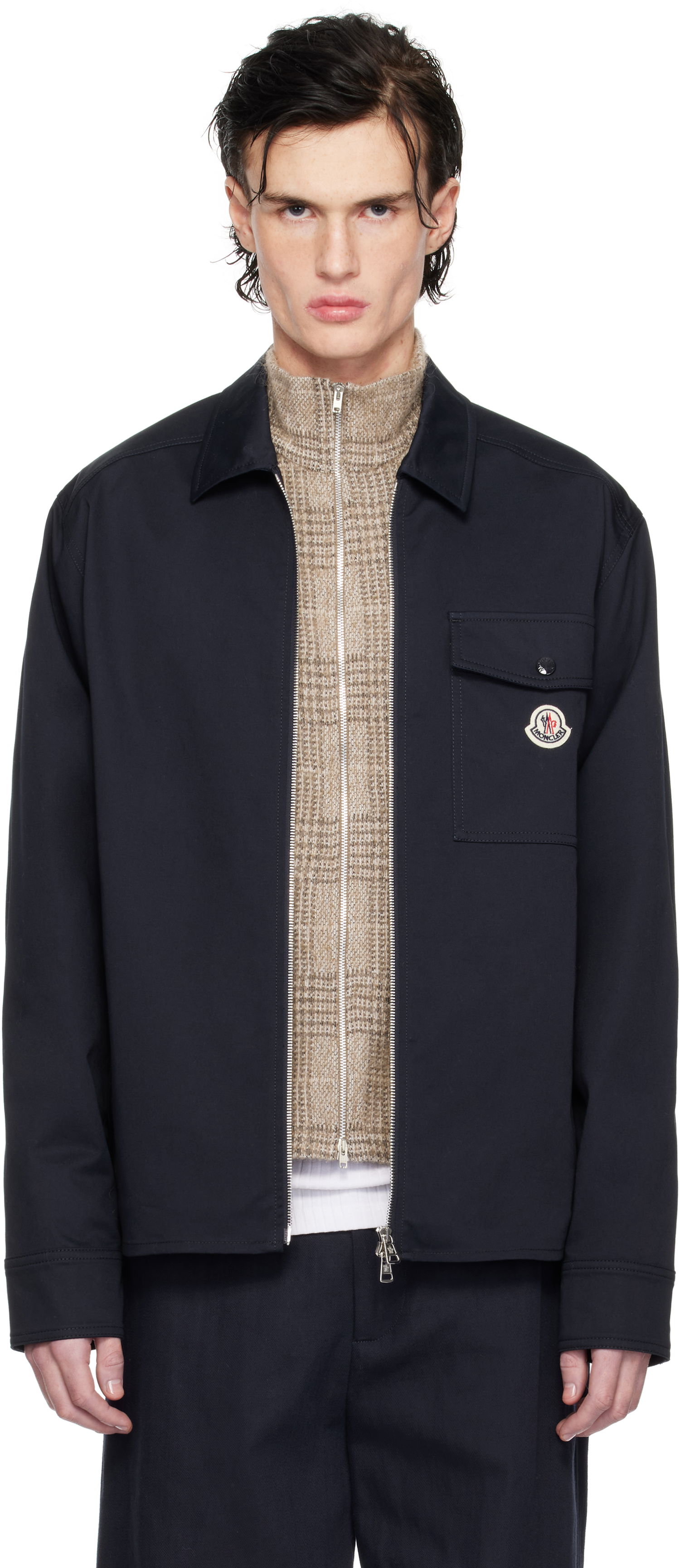 Bunda Moncler Cotton Gabardine Zip-Up Jacket Navy | K10912F0000557448, 0