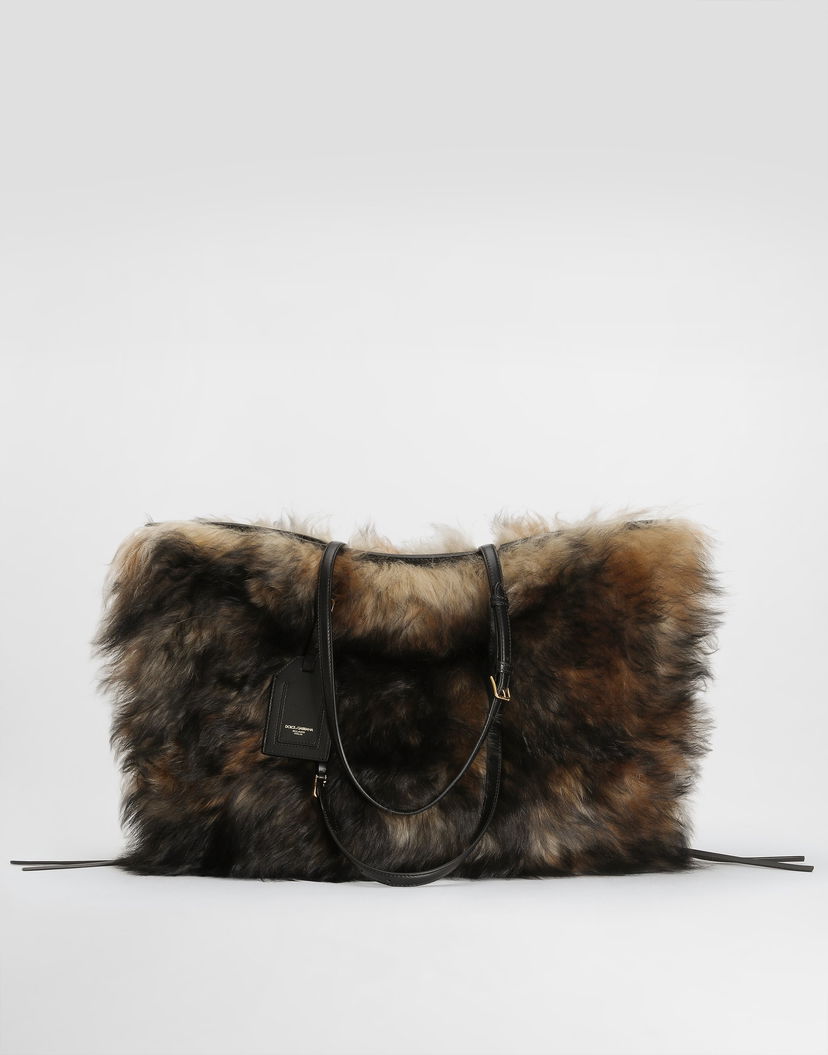Tote bag Dolce & Gabbana Dolce & Gabbana Atene Fur Shopping Tote Bag Rôznofarebný | BB2535AW94289875