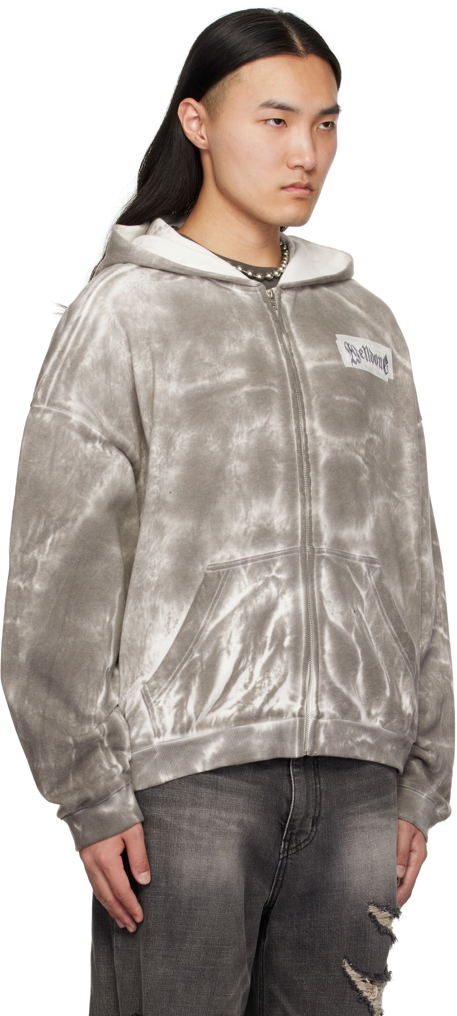 Mikina We11done We11done Muddy Zip-Up Hoodie Šedá | WD-TJ0-25-819-U-BK, 1