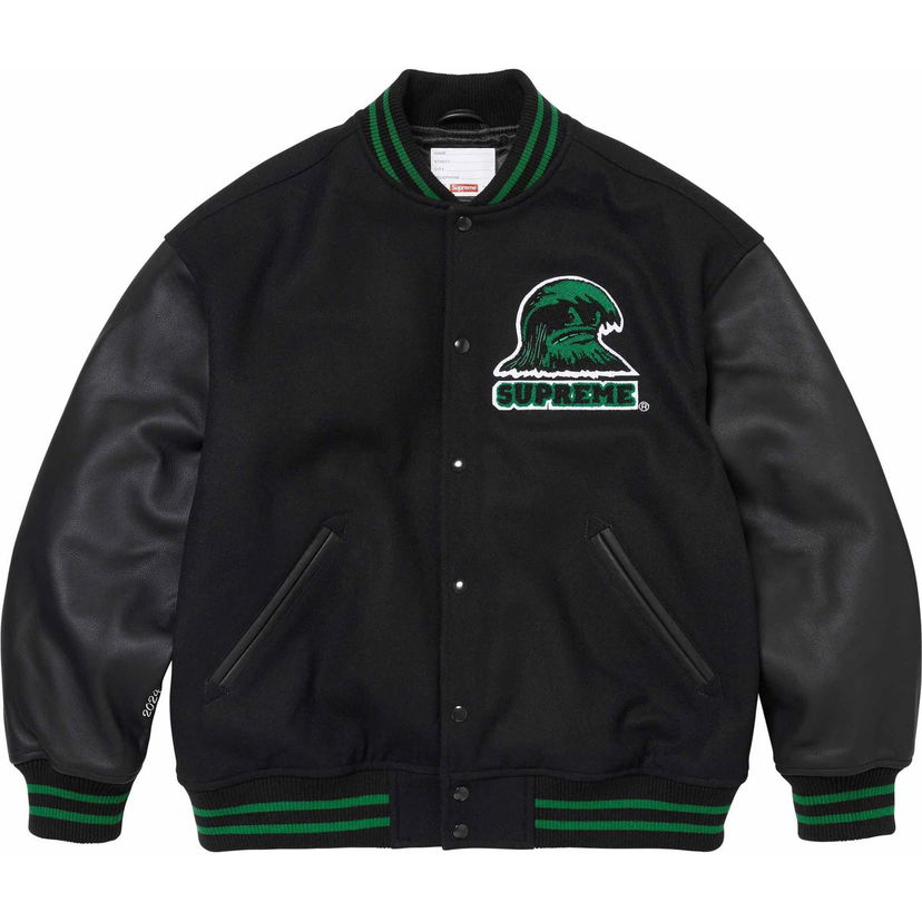 Bomber bunda Supreme Wave Varsity Jacket Čierna | SUP-SS24-180