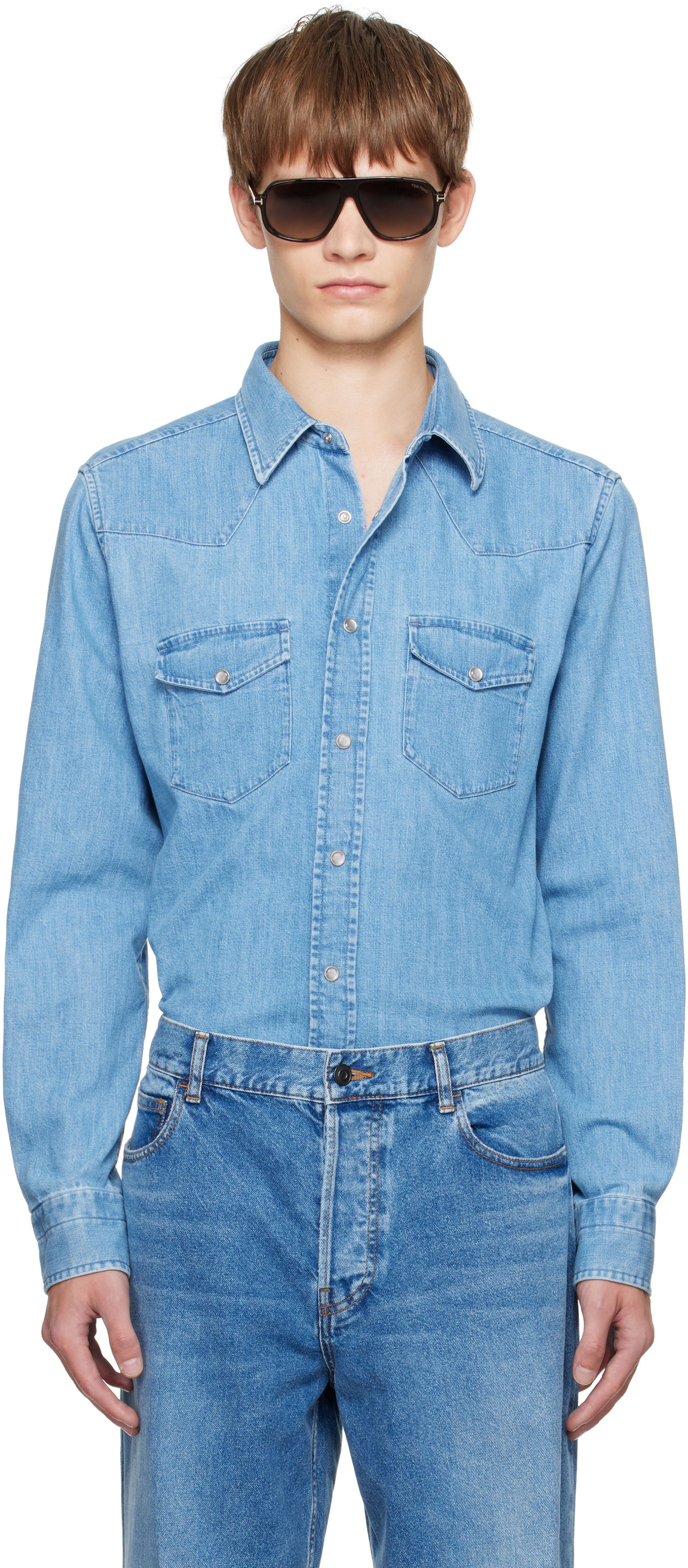 Košeľa Tom Ford TOM FORD Western Denim Shirt Modrá | HDS001-FMC239, 0