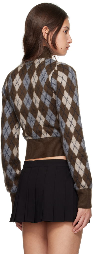 Sveter GUIZIO Guizio Delia Argyle Cropped Turtleneck Sweater Hnedá | H24603S047, 2