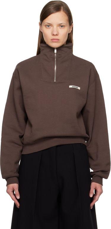 Mikina Jacquemus 'Le Camionneur Gros Grain' Quarter-Zip High-Neck Sweatshirt Hnedá | 25HSSW00210AJ00174, 0