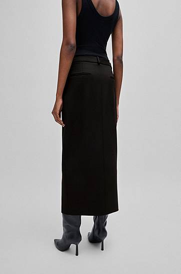 Sukňa BOSS Stretch Maxi Skirt with High Front Slit Čierna | 50519310, 1