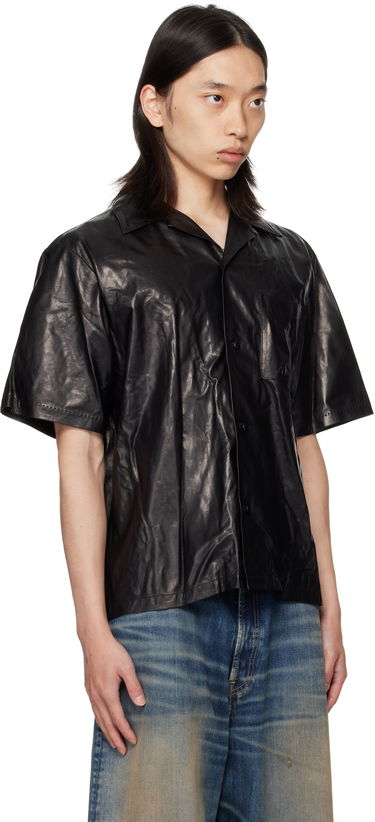Košeľa AMIRI AMIRI Lightweight Camp Leather Shirt Čierna | AMLTIR1017, 1