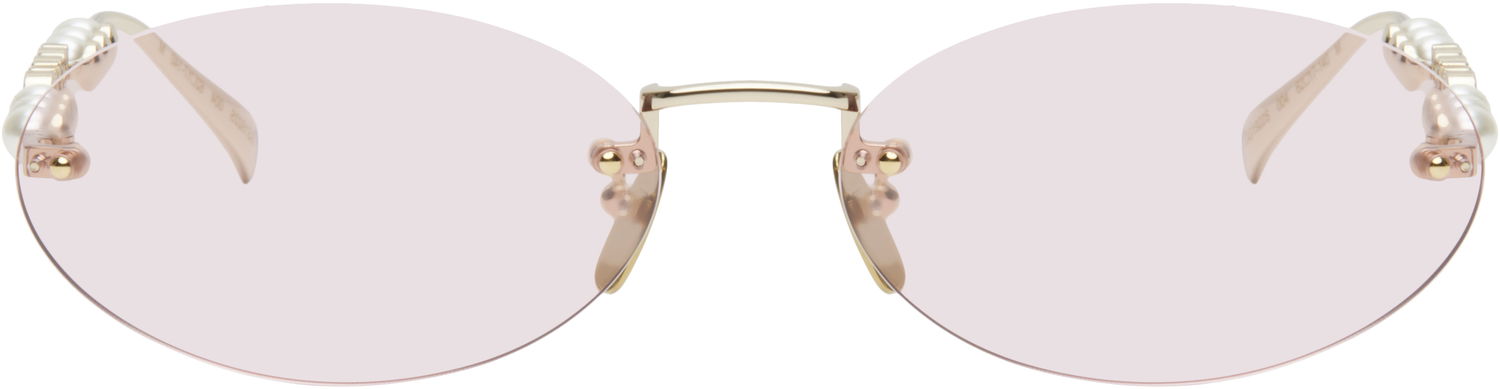 Slnečné okuliare Gucci Gucci Oval Frame Sunglasses with Pearl Embellishment Ružová | GG1922S-004, 0