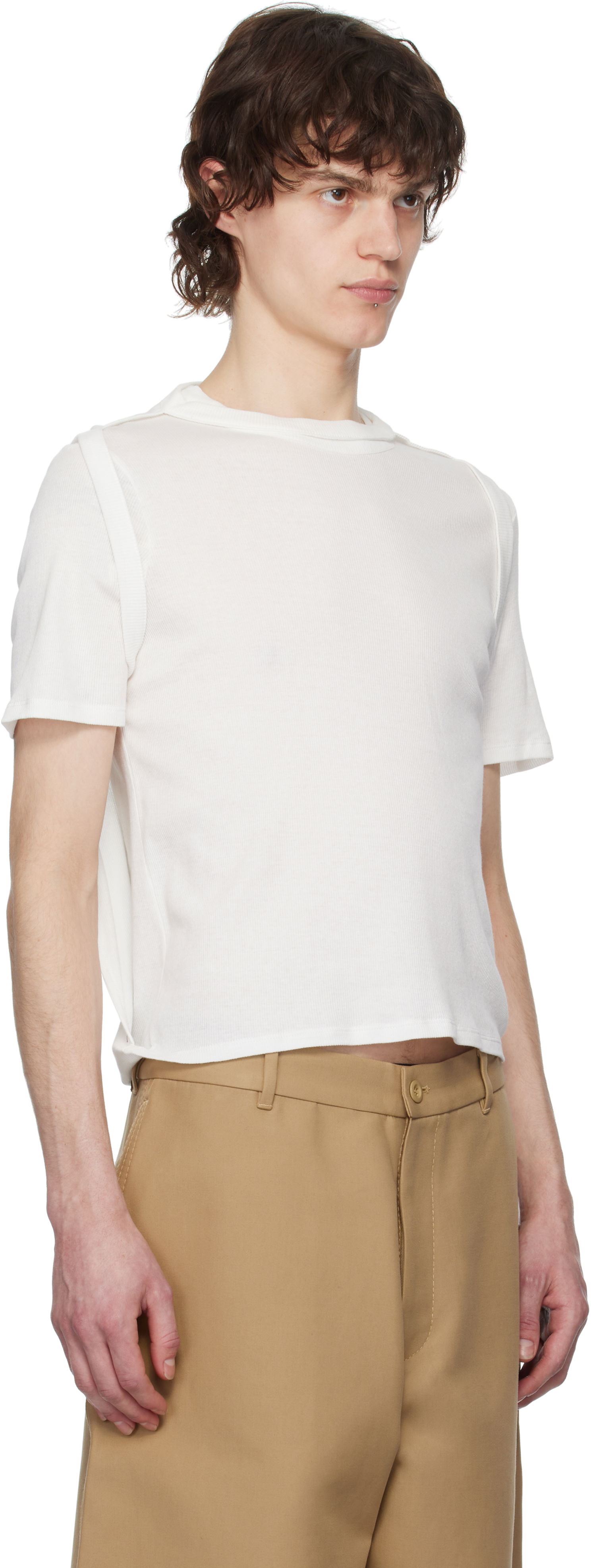 Crop Top Eckhaus Latta Eckhaus Latta Flip Cropped T-Shirt Biela | 1204-EL-PS25-CH - CHALK, 1