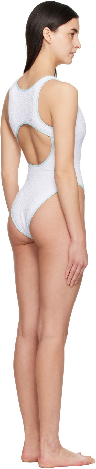 Plavky Casablanca Casablanca Jacquard Monogram One-Piece Swimsuit Biela | WPS25-SWM-039-01, 2