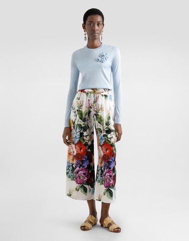 Sveter Dolce & Gabbana Dolce & Gabbana Silk Pullover with Flower Brooch Modrá | FXX48ZJBSO1B1581, 1
