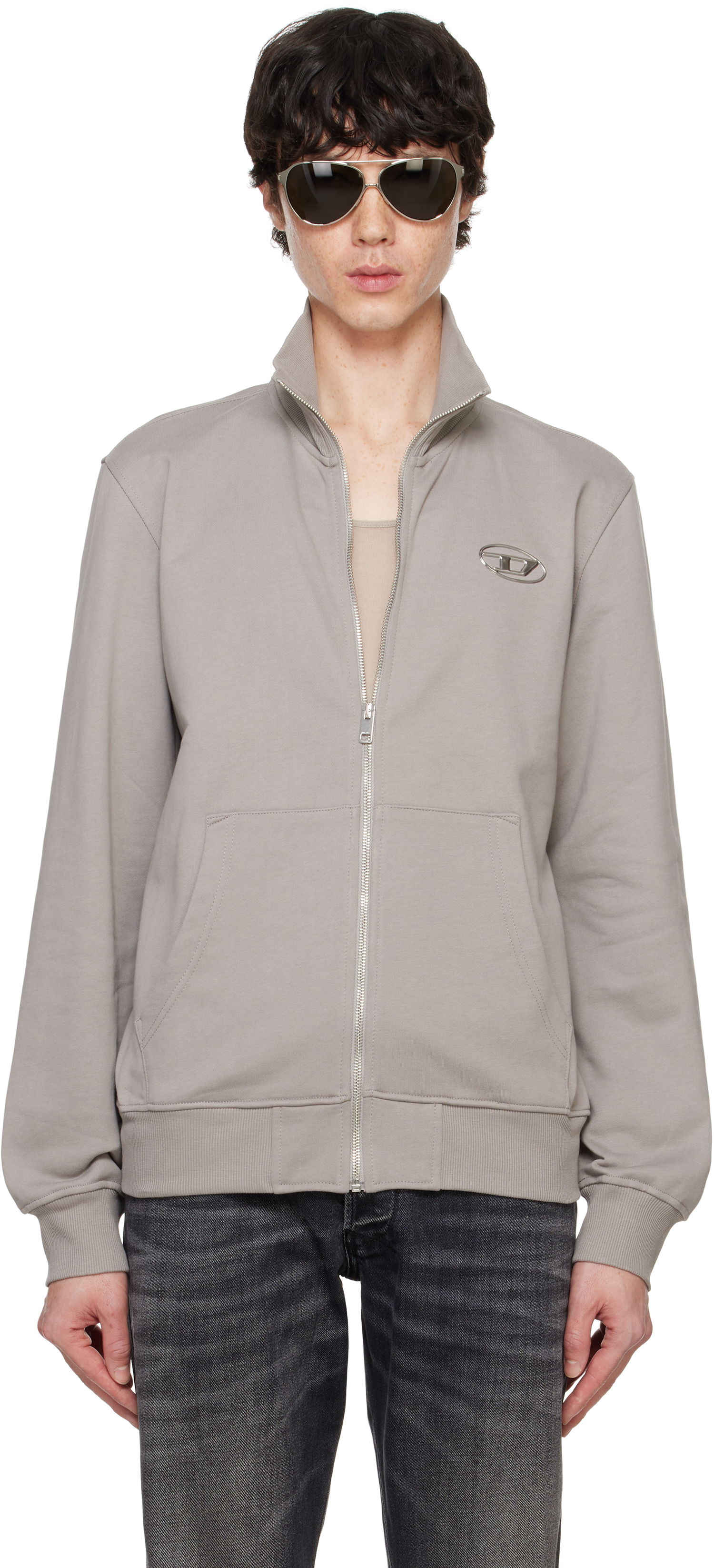 Mikina Diesel S-Ginni-Zip-Od Zip-Up Sweatshirt Šedá | A11439-0IAJH-9BX, 0