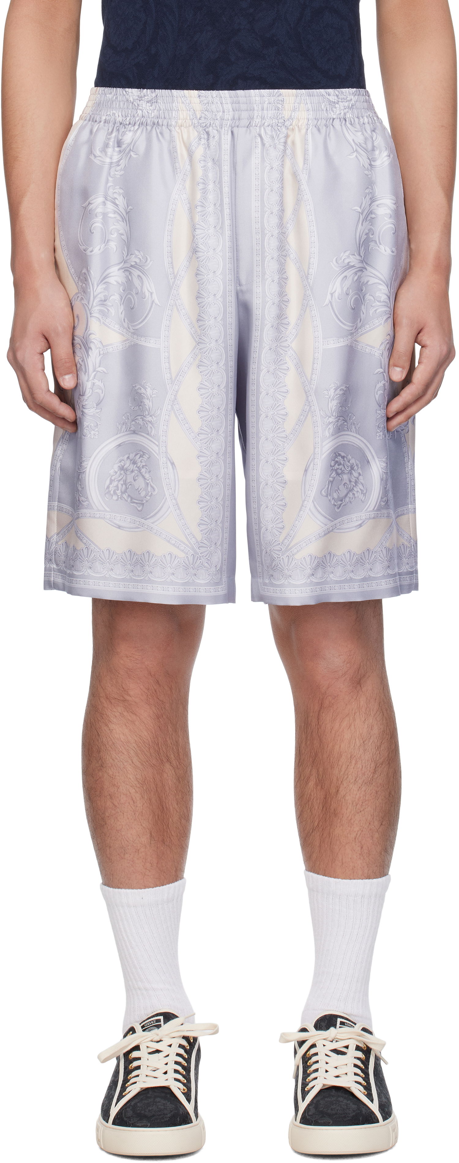 Šortky Versace Versace 'La Coupe des Dieux' Silk Shorts Fialová | 1002476_1A11391, 0