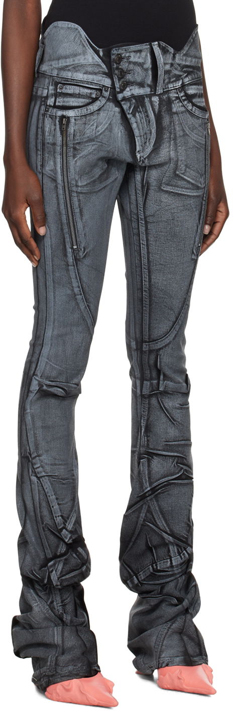 Džínsy Ottolinger Ottolinger Trompe-l'œil Printed Skinny Jeans Šedá | 1704712, 1