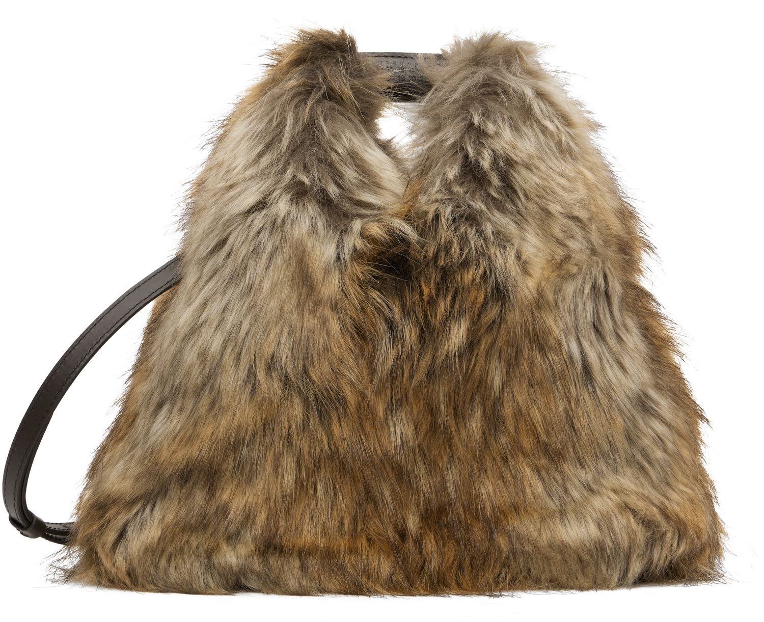 Kabelka Maison Margiela MM6 Maison Margiela Triangle Crossbody Faux-Fur Bag Hnedá | SB6WD0026P8486, 0