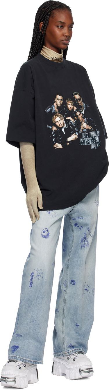 Džínsy VETEMENTS Vetements Scribbled Baggy Jeans Modrá | UA66PA550L, 3