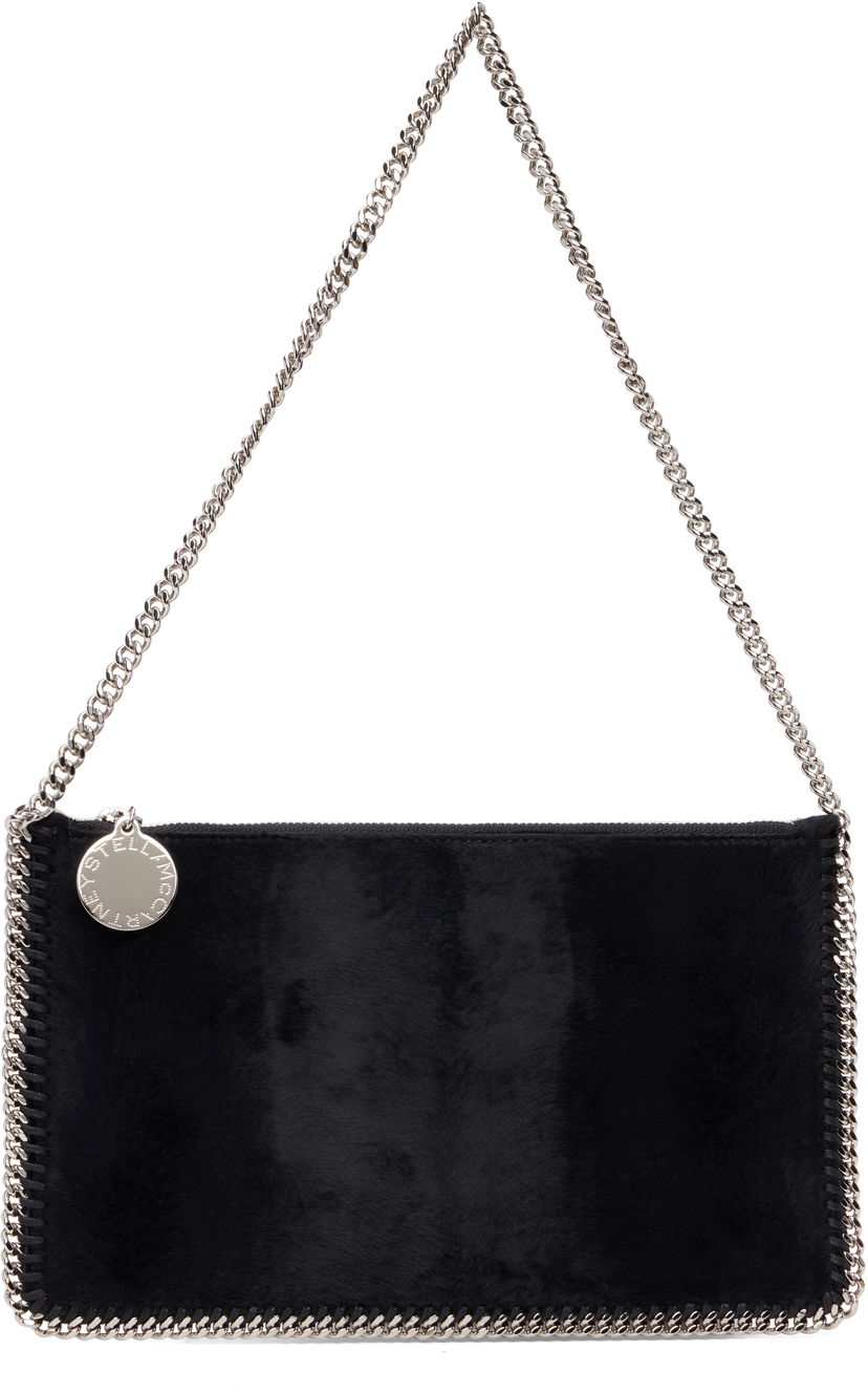 Taška cez rameno Stella McCartney Stella McCartney Falabella Brushed Velvet Chain Pochette Čierna | 7P0076WP0616