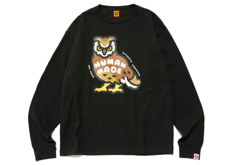 Tričko Human Made Owl Print Long Sleeve T-Shirt Čierna | HM25CS028