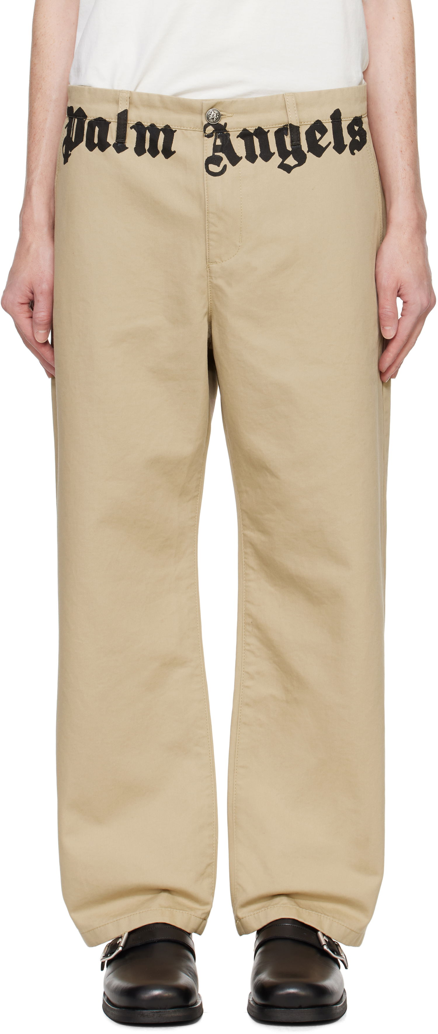 Nohavice Palm Angels Classic Logo Chino Trousers Béžová | PMCG005F24FAB0016203, 0
