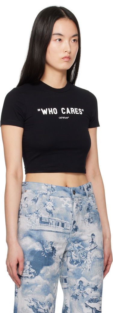 Crop Top Off-White Off-White 'Who Cares' Crop T-Shirt Čierna | OWAA133S25JER0011001, 1