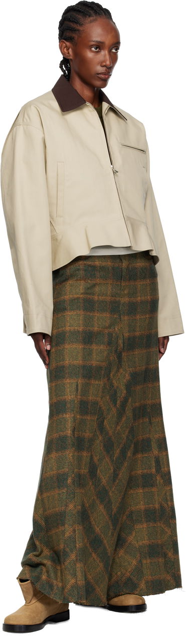 Bunda JW Anderson JW Anderson Cropped Contrast Collar Curved Hem Workwear Jacket Béžová | JK0399-PG1802, 3