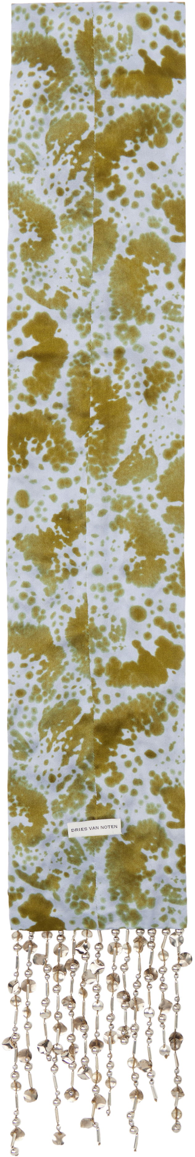 Šál Dries Van Noten Dries Van Noten Embroidered Silk Scarf with Beaded Fringe Modrá | 251-011302-1163, 1