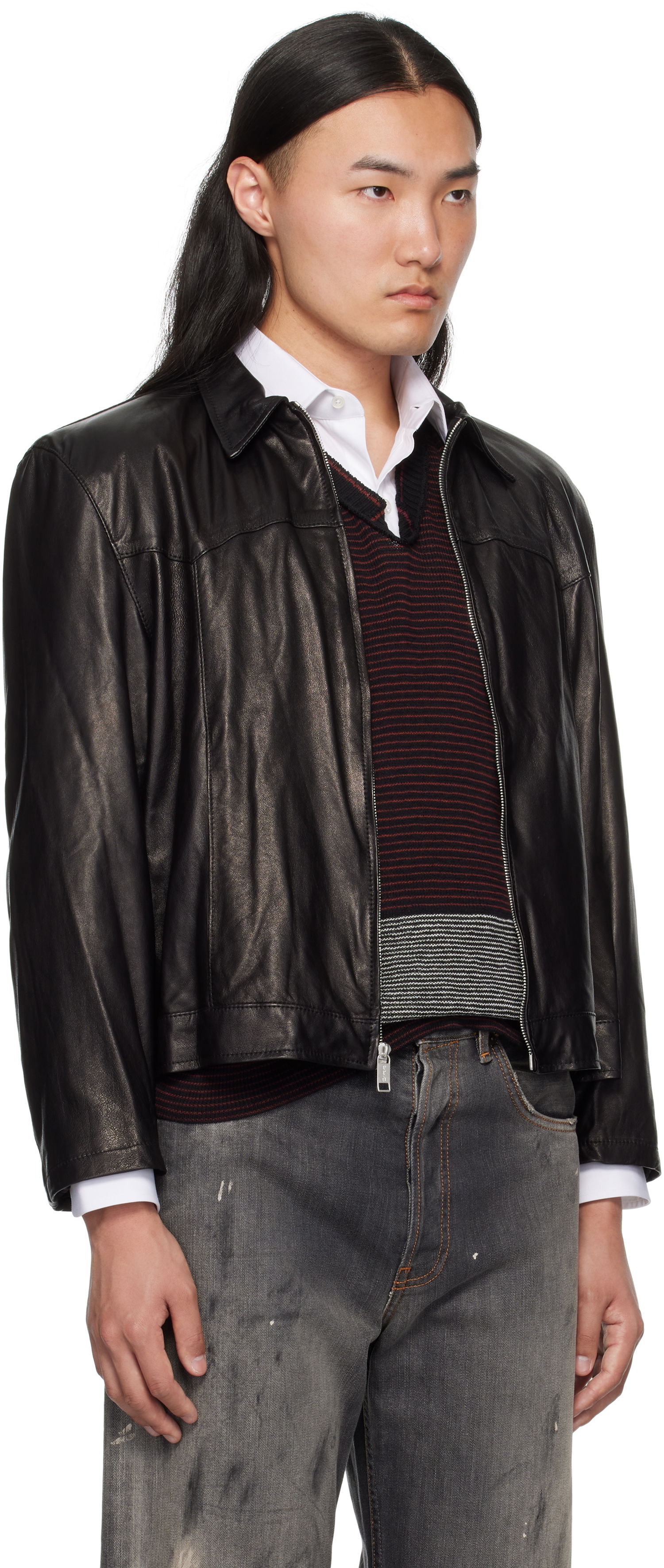 Bunda Enfants Riches Déprimés Enfants Riches Déprimés Western Sharp Shoulder Leather Jacket Čierna | 030-509, 1