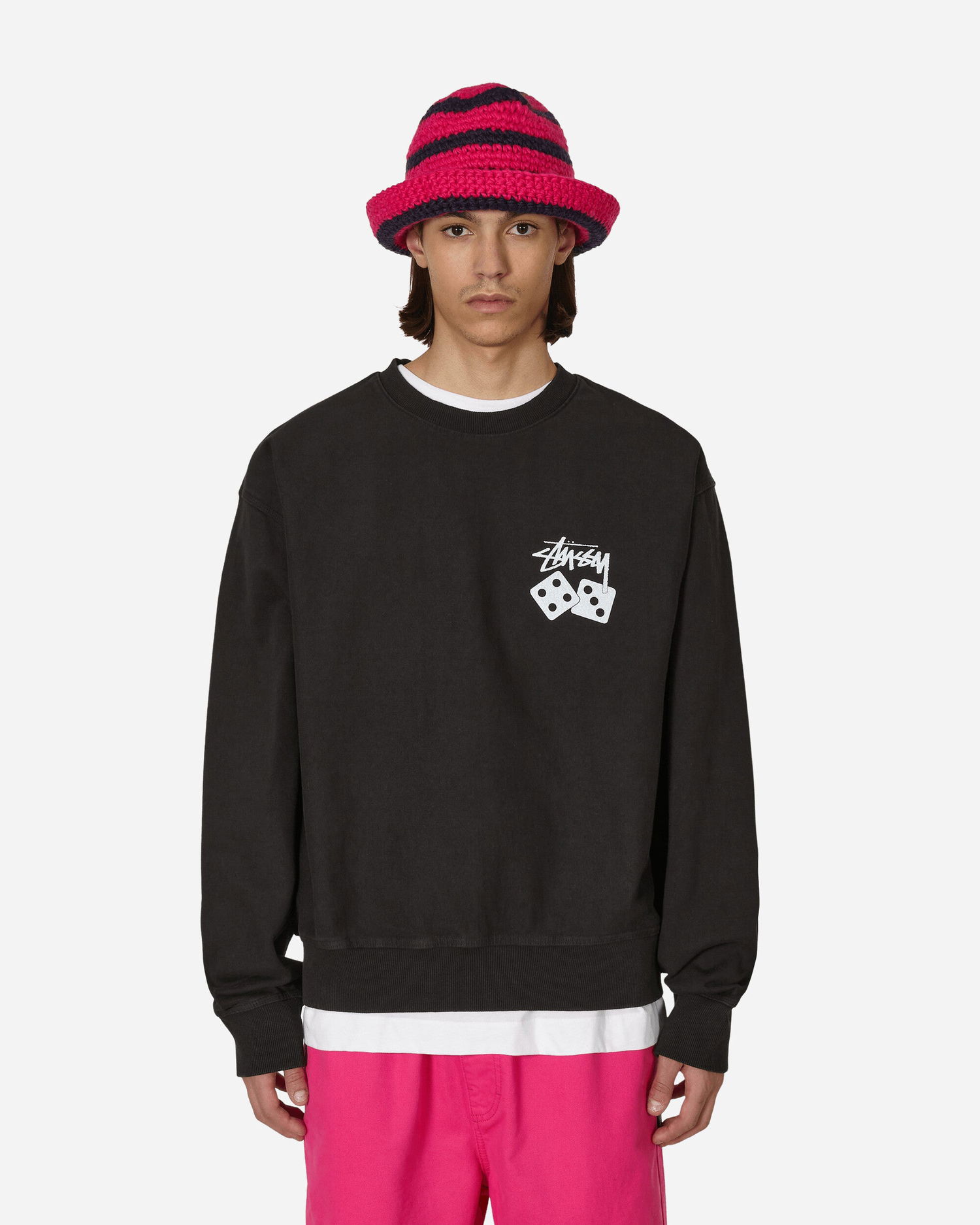 Mikina Stüssy Dice Pigment Dyed Crewneck Sweatshirt Čierna | 1914883 BLAC, 0