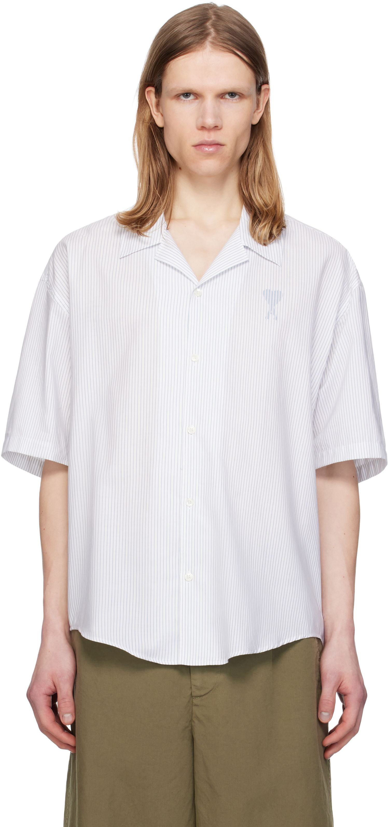 Košeľa AMI AMI Paris Cotton Camp Collar Shirt Biela | HSH292.CO0113, 0