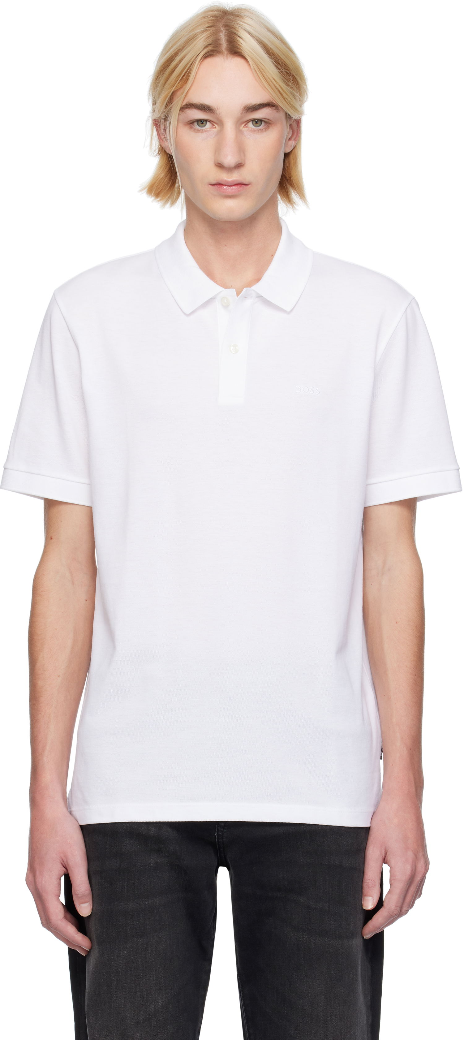 Polo tričko BOSS Embroidered-Logo Polo Shirt Biela | 50468362, 0