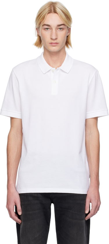 Polo tričko BOSS Embroidered-Logo Polo Shirt Biela | 50468362, 0