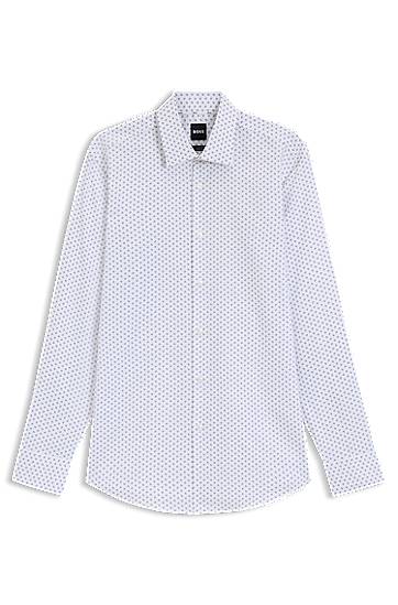 Košeľa BOSS Men's Slim Fit Printed Oxford Stretch Cotton Shirt Biela | 50545102, 0
