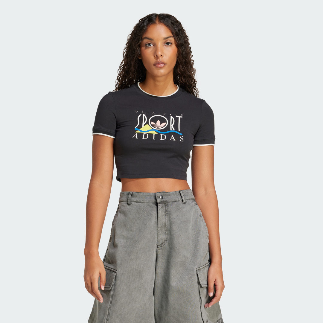 Crop Top adidas Performance Sport Graphic Cropped T-Shirt Čierna | JD1813, 0