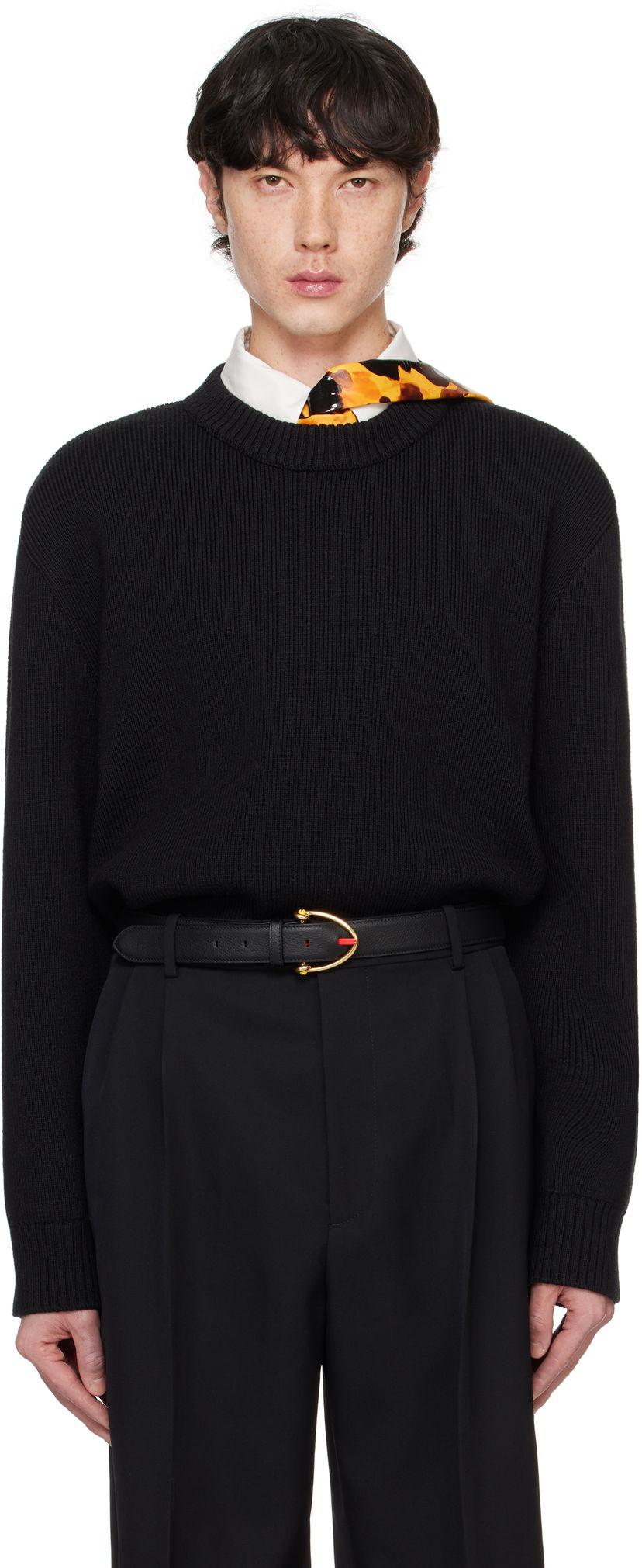 Sveter Bottega Veneta Wool Tailored Sweater Čierna | 804253 V4O20 1000