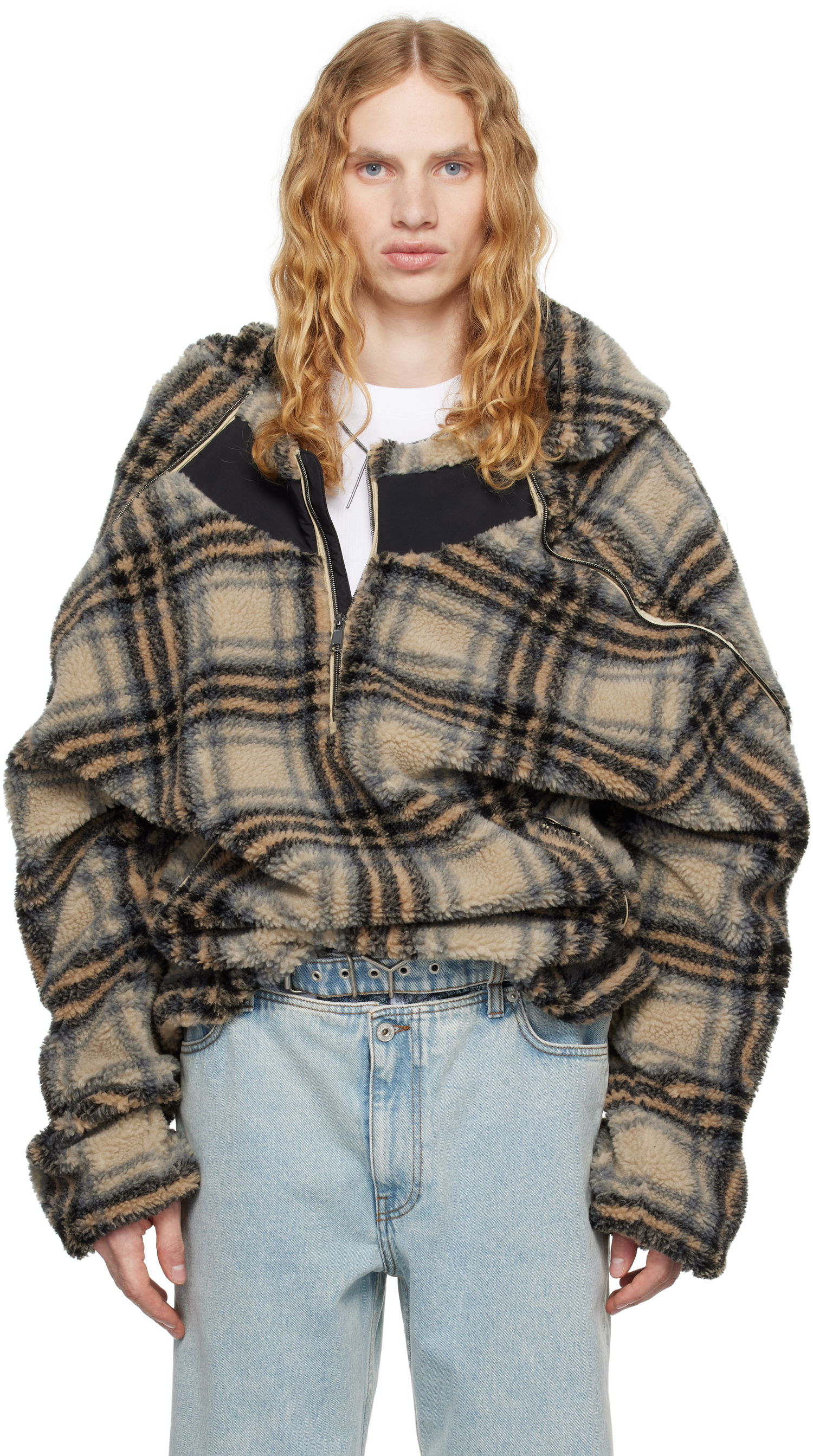 Mikina Y/PROJECT Insert Hood Fleece Hoodie Béžová | 209JA003, 0