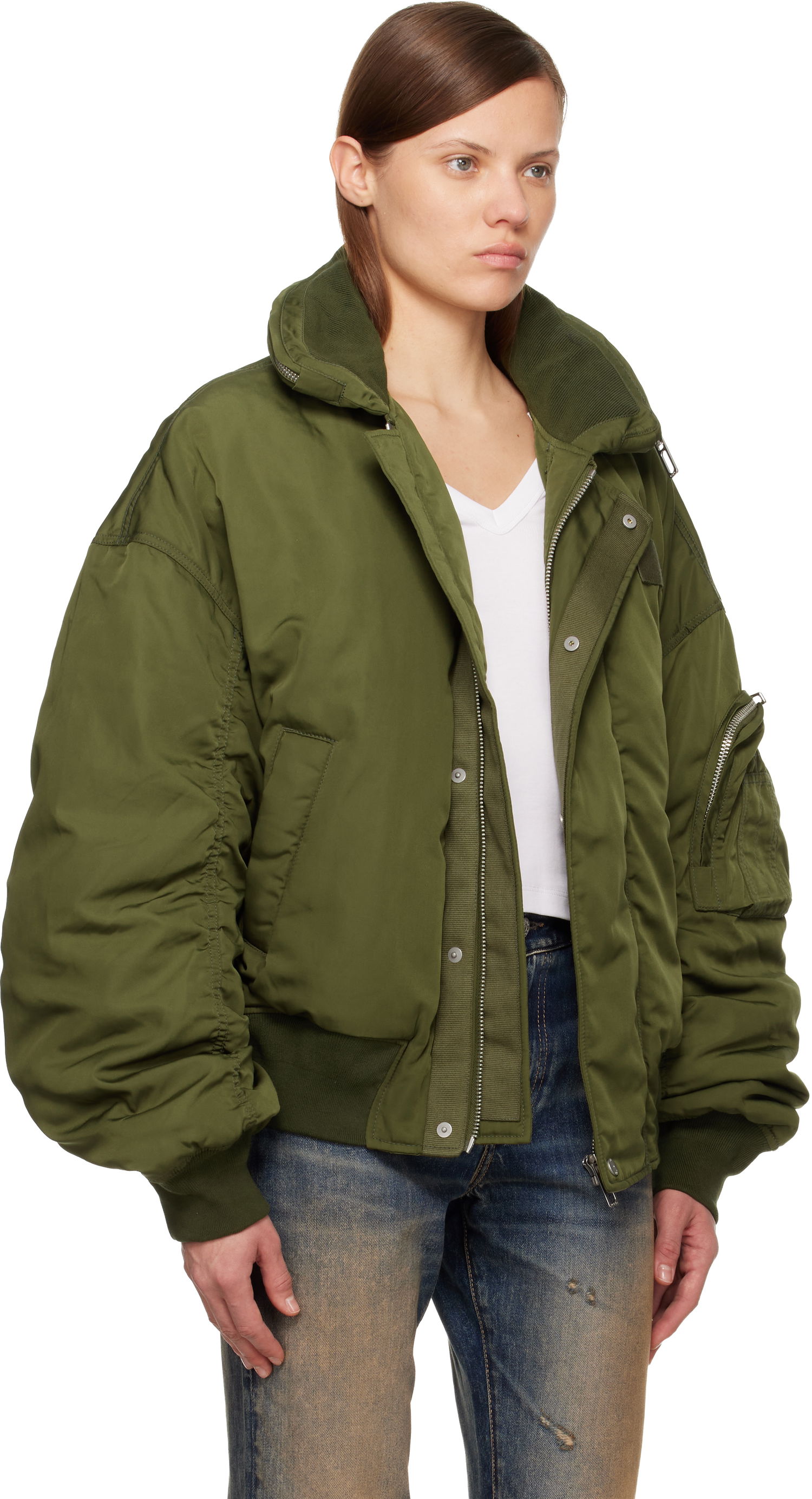 Bomber bunda 032C Oversized Hunting Bomber Jacket Zelené | F25-URW-1901-400-W, 1